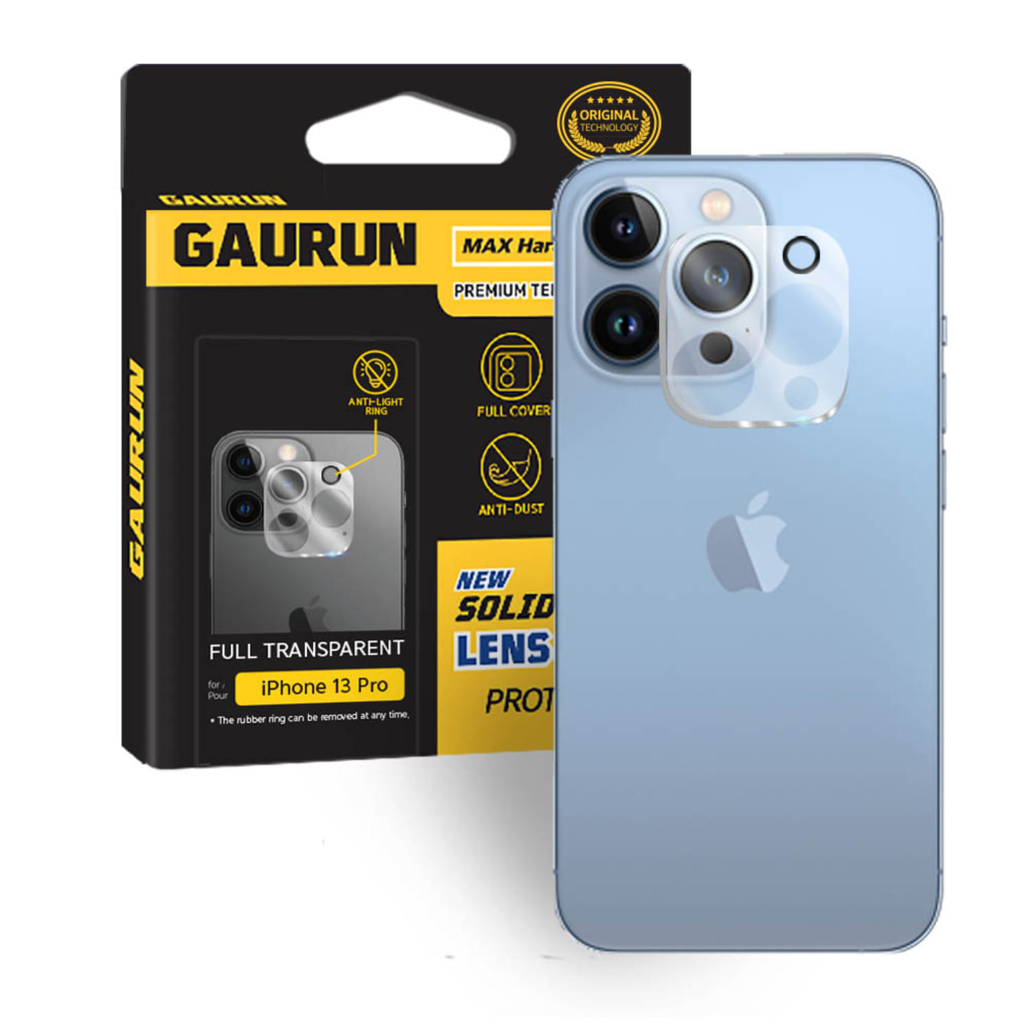 가우런 아이폰 13 프로 카메라 렌즈 풀커버 강화유리 필름 1매- 안티라이트링(P0000EZN)