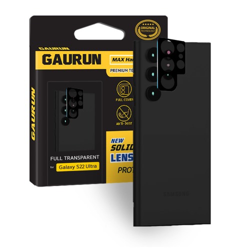 가우런 갤럭시 S22 울트라 카메라 렌즈 강화유리 보호필름 1매 (블랙) P0000FSV